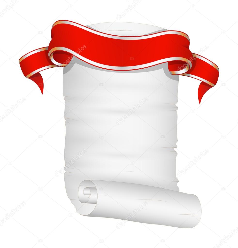 Parchment Scroll with Ribbon Baner Vector