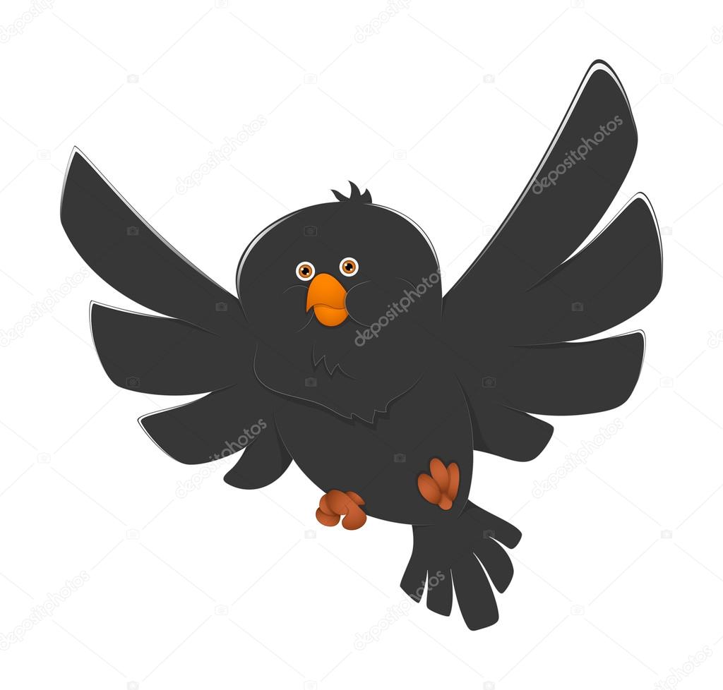 Cartoon Noir Oiseau Volant Image Vectorielle Baavli