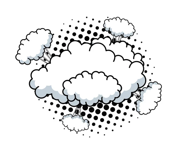 Comic Cloud Burst Halftone Background — Stock Vector