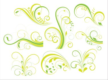 Klasik çiçek elementleri seti