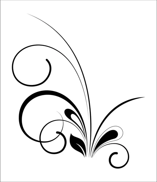 Arte floral negro — Vector de stock