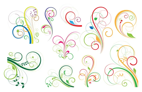 Колекція барвистих квіткових елементів — стоковий вектор
