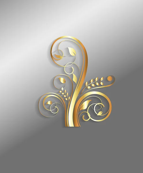 Diseño floral adornado de oro abstracto — Vector de stock