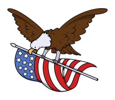 ABD bayrağı vektör ile uçan kartal kuş