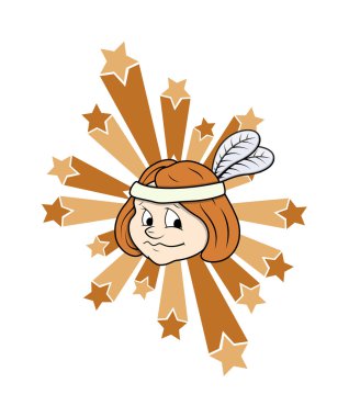 Sevimli kız yüz yıldız vektör grafiği ile