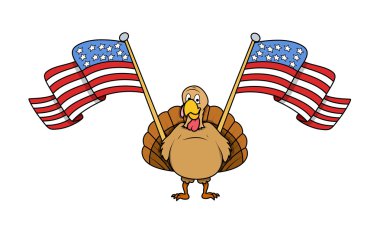 Tukey kuş ABD bayrakları ile