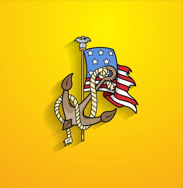 Ancrage rétro avec des éléments vectoriels de drapeau des États-Unis — Image vectorielle