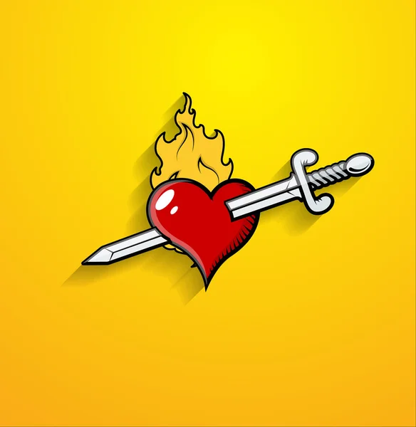 Épée tuer vecteur de coeur — Image vectorielle