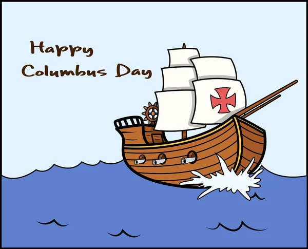 Feliz día de Colón barco de vela Vector gráfico — Vector de stock