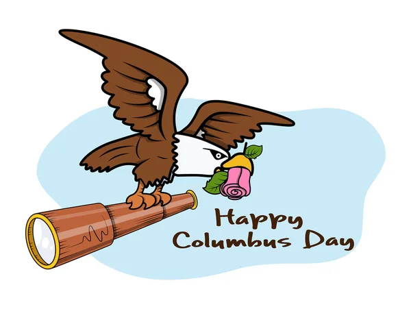 Columbus Day Eagle Bird with Binocular Vector — Stock Vector