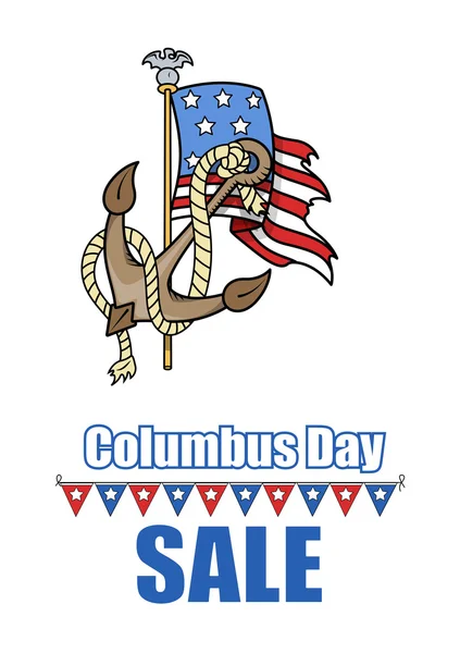 Columbus Day Anchor USA Flag Vector Banner — Stock Vector