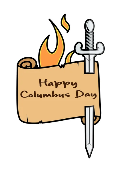 Vector Columbus Day Sword Banner with Fire — Stock Vector