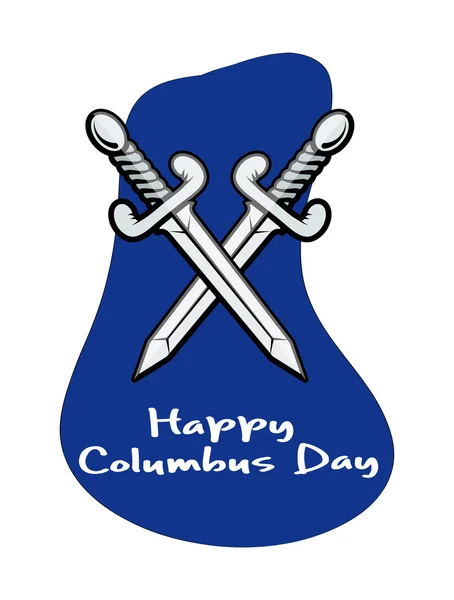 Happy Columbus Day Cross Swords Banner — Stock Vector