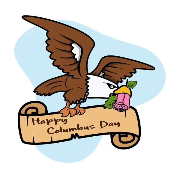 Eagle Flying with Columbus Day Banner — Stock Vector