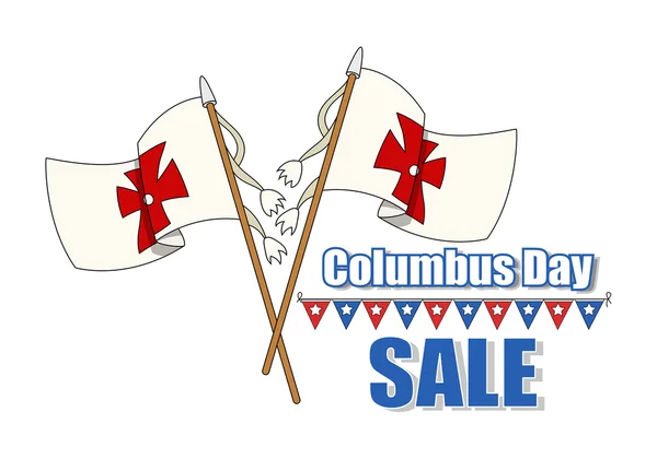 Columbus Day Flags Sale Banner — Stock Vector