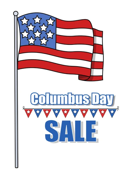 Columbus Day Sale Banner with Flag — Stock Vector
