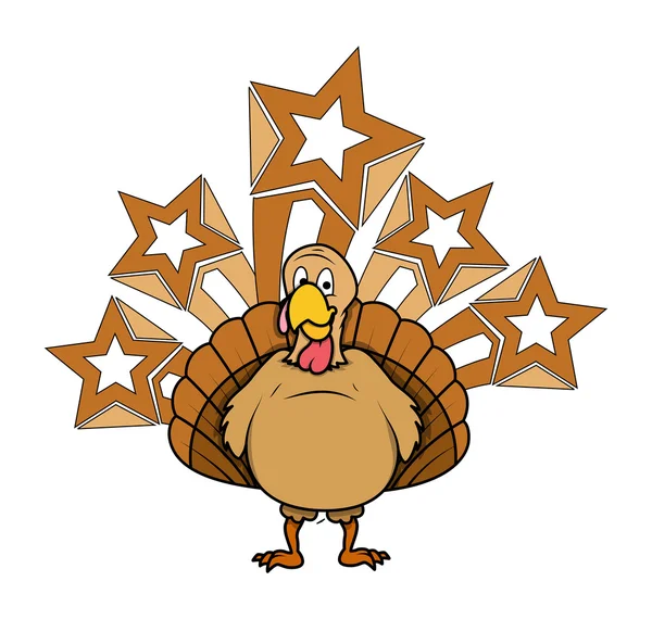 Funny Turkey with Stars Vector — Stock Vector