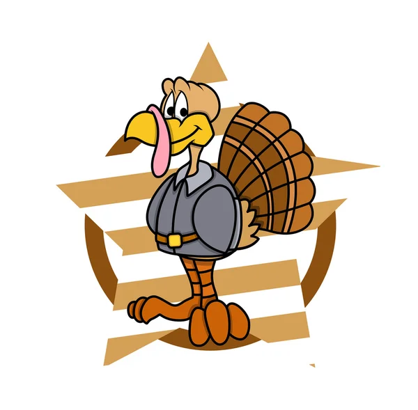 Happy Turkey Bird Character — Stock Vector