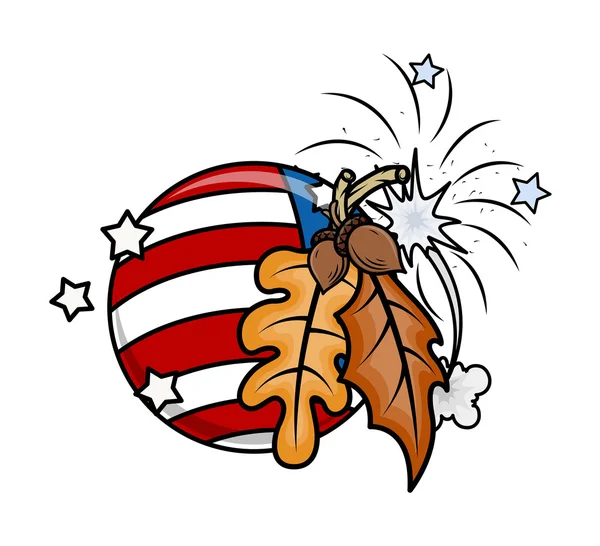 Καρύδια δρύινα φύλλα ΗΠΑ σημαία Globe διάνυσμα — Διανυσματικό Αρχείο