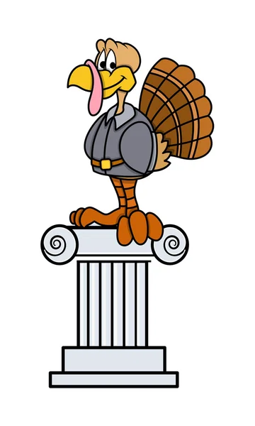 Happy Turkey Sitting on Stand Vector — Stock Vector