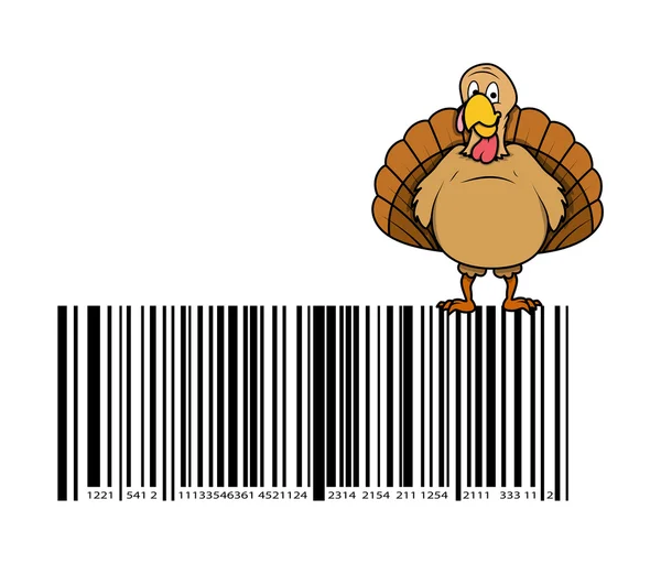 Turquía pájaro sobre el código de barras — Vector de stock