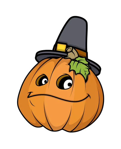 Calabaza de Halloween feliz con sombrero Vector — Vector de stock