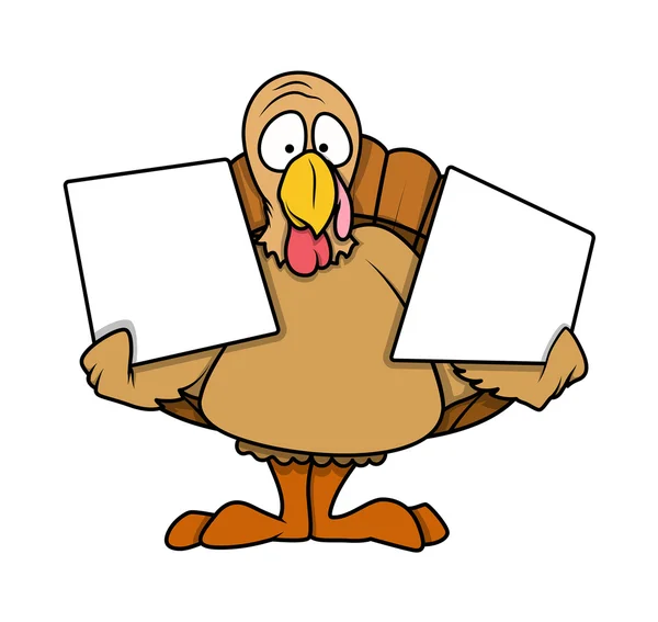 Šokovaný Turecko pták držící prázdné desky — Stockový vektor
