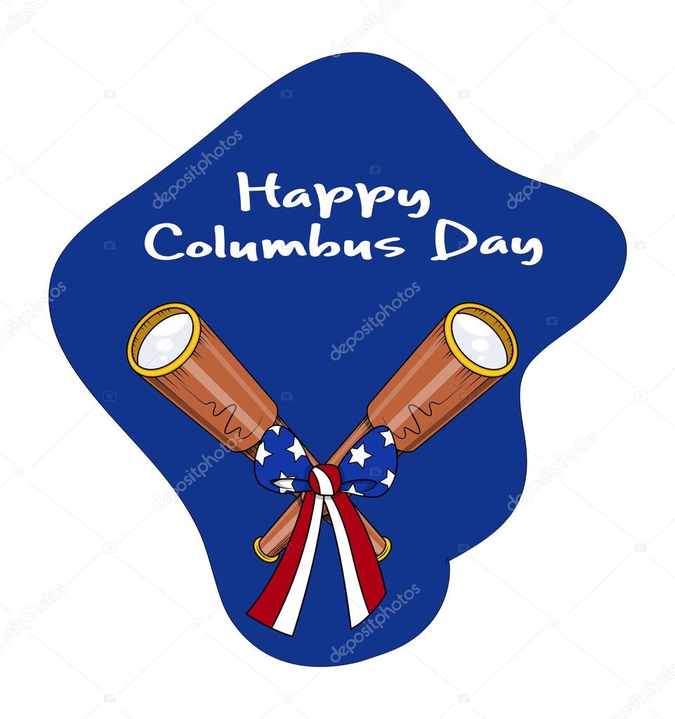 Retro Binocular with Ribbon Bow Columbus Day Background