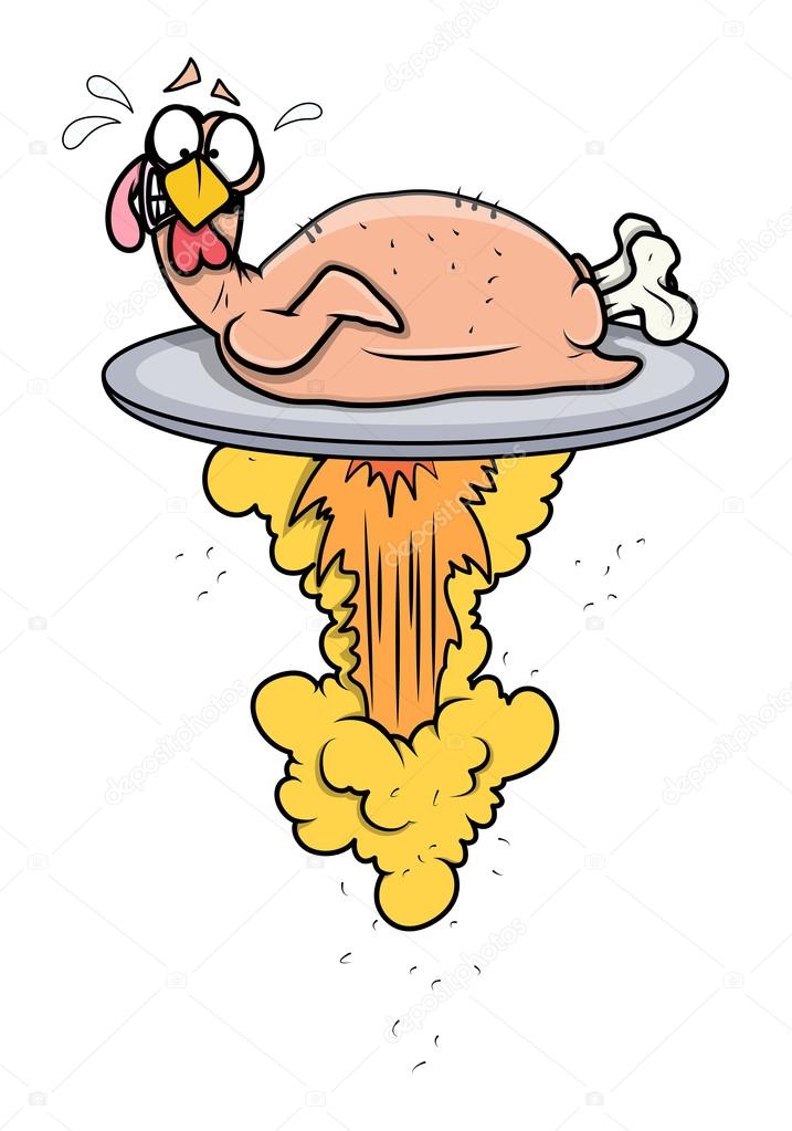 Funny Turkey Chicken Plate Bursting — Stock Vector © baavli 63098039