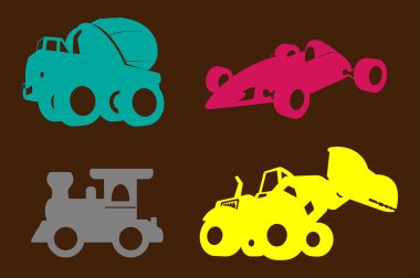Çeşitli Modern araç ve inşaat araçlar şekilleri