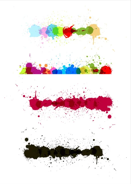 Grunge Colored Drops Strokes Elements — Stock Vector