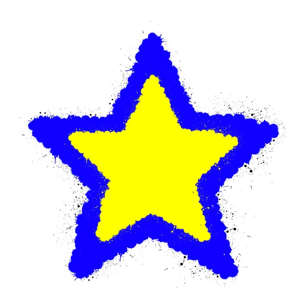 Grunge Amarillo y azul Star Frame — Vector de stock