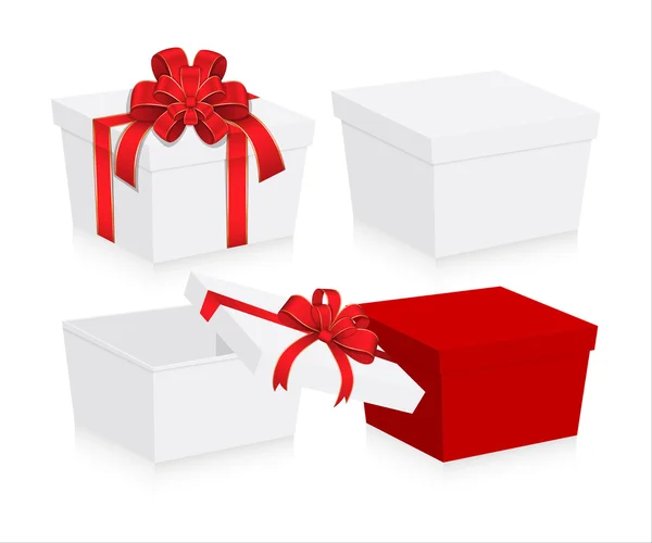 Valentine Gift Boxes with Ribbon Bow Vector — Stock Vector