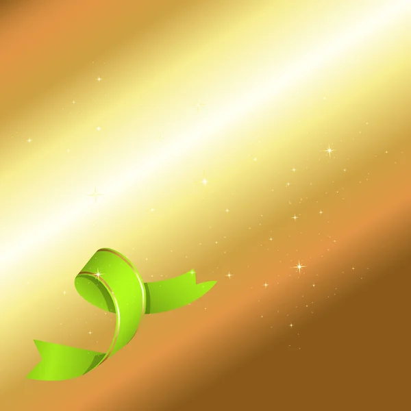 Зелена стрічка Золотий фон — стоковий вектор