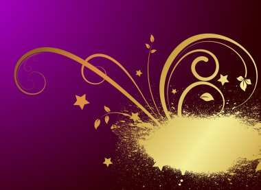 Grunge altın çiçek Sparkles zemin