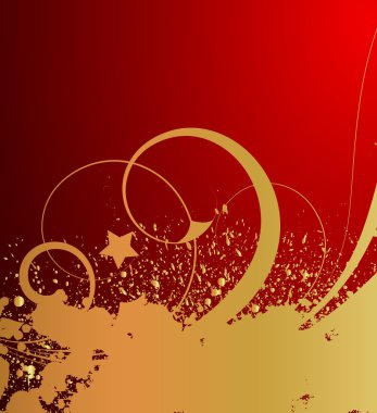 Çiçekli Grunge altın Splash arka plan girdap