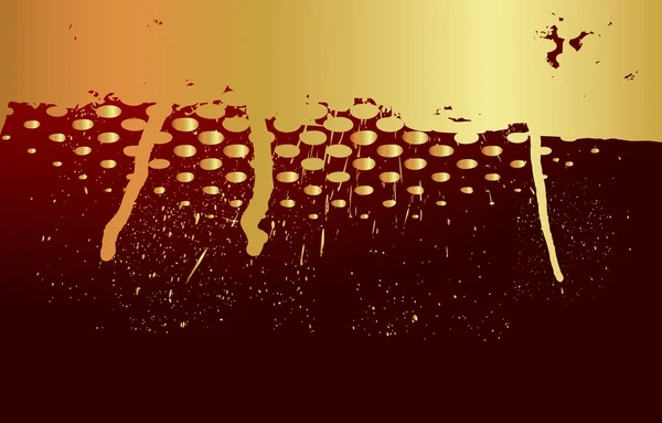 Pintura Grunge de medio tono dorada Goteo — Vector de stock