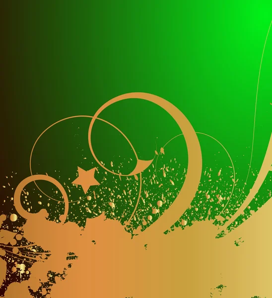 Grunge Golden Patrick's Day Grafica floreale — Vettoriale Stock