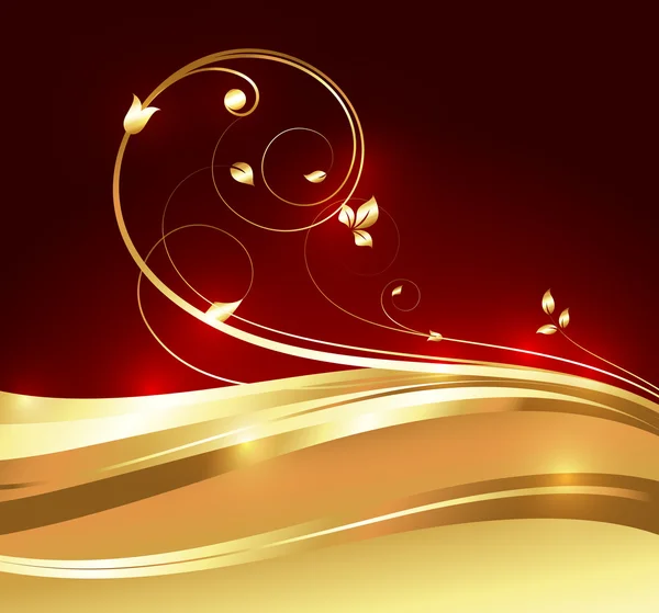 Ondulé Golden Flourish Sparkles Fond — Image vectorielle