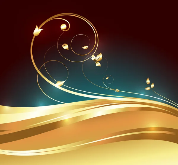Golden Swirl Flourish Background — Stock Vector