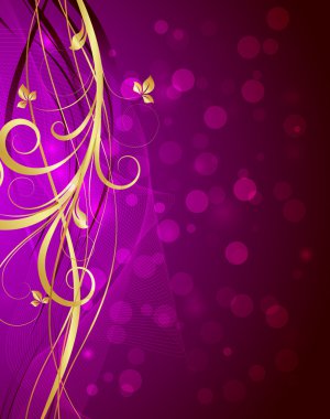 Dalga altın Flora zemin