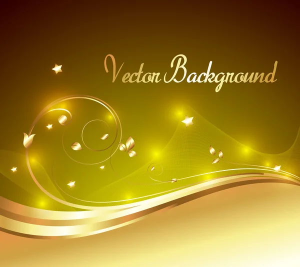 Elementi decorativi luminosi Golden Flourish Design — Vettoriale Stock