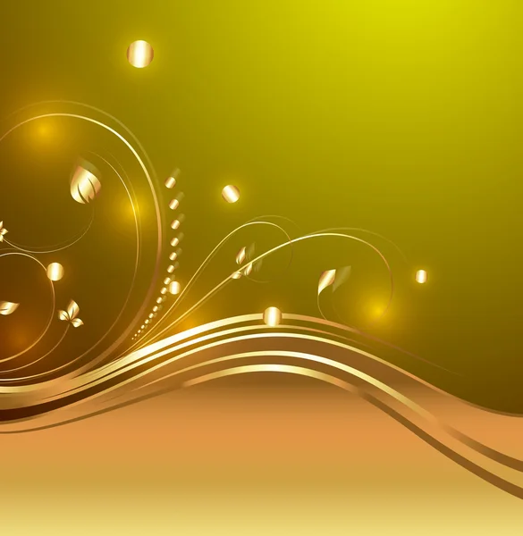 Elementi decorativi luminosi Golden Flourish Design — Vettoriale Stock