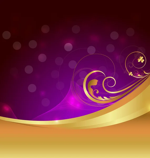 Gouden Swirl Bokeh ontwerp achtergrond — Stockvector