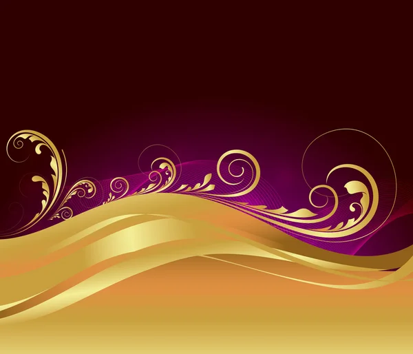 Diseño moderno Golden Wavy Flourish — Archivo Imágenes Vectoriales