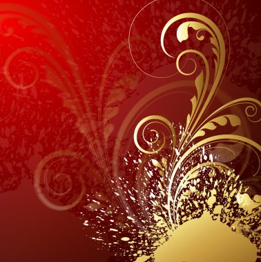 Grunge Floral altın arka plan