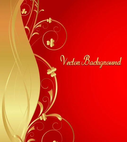 Golden Floral Xmas achtergrond — Stockvector