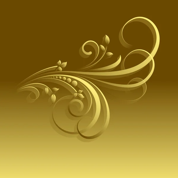 Oro ornamentado floral — Vector de stock