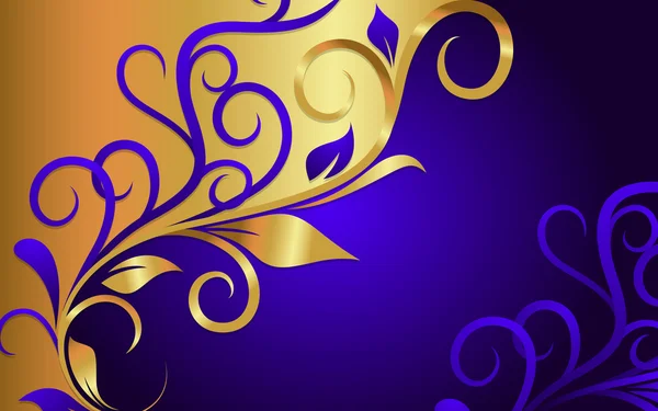 Golden Swirl udsmykkede blomstre Baggrund – Stock-vektor