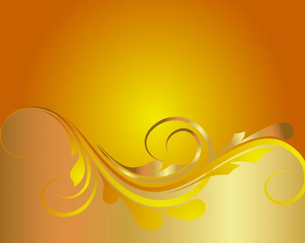 Ornato turbinio dorato fiorire sfondo — Vettoriale Stock